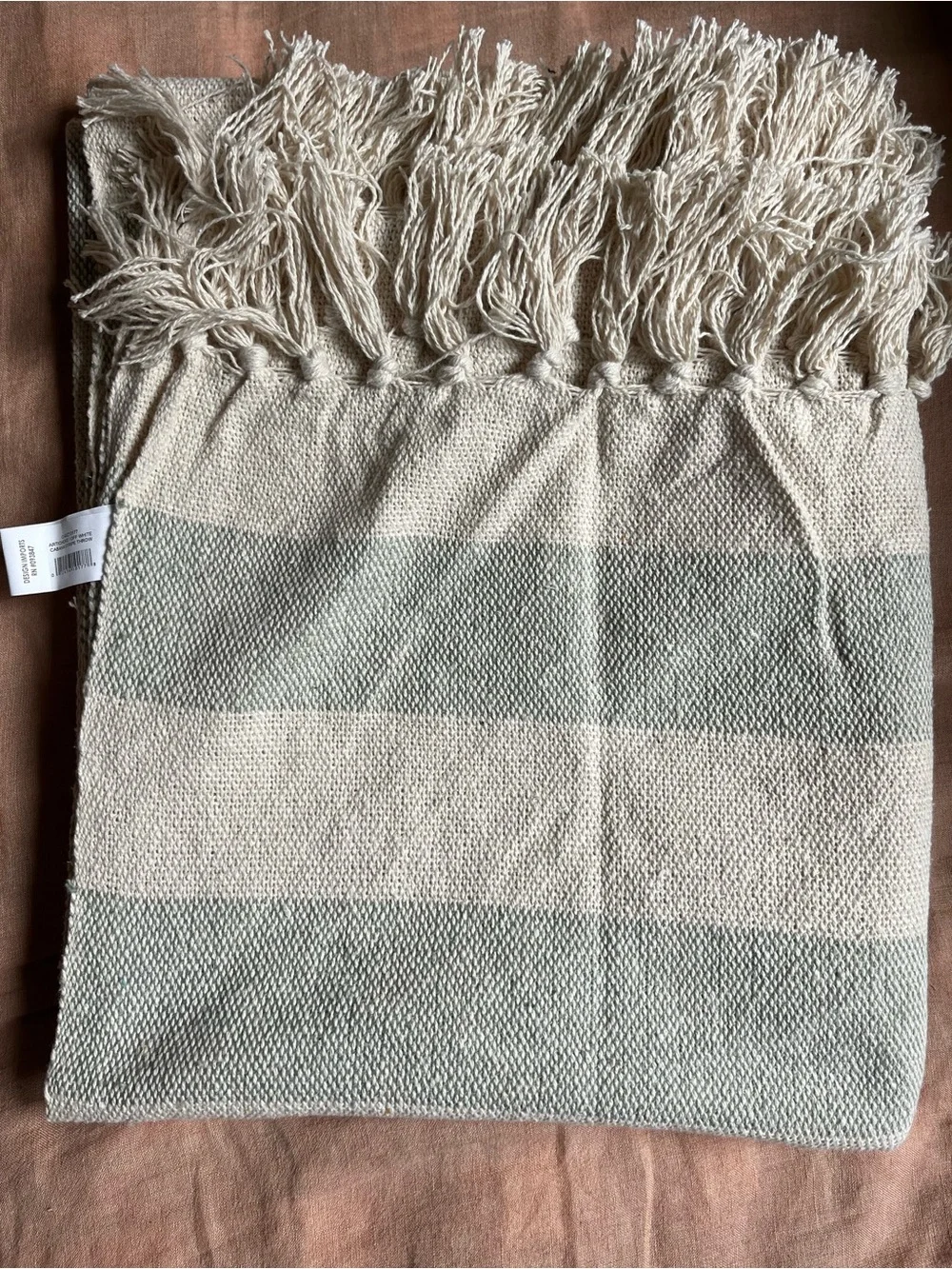 DII Cotton Cabana Striped Blanket Throw Fringe 50 x 60 Artichoke Beach Couch